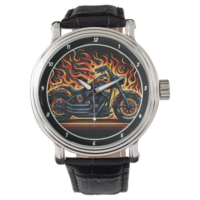 Montre Flaming Chopper, Fiery Watch Face. (devant)