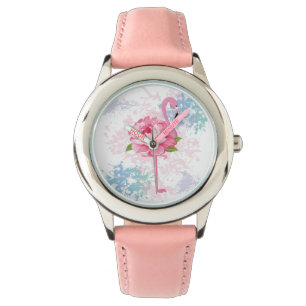 Montre Flamingo rose Floral Design mignon