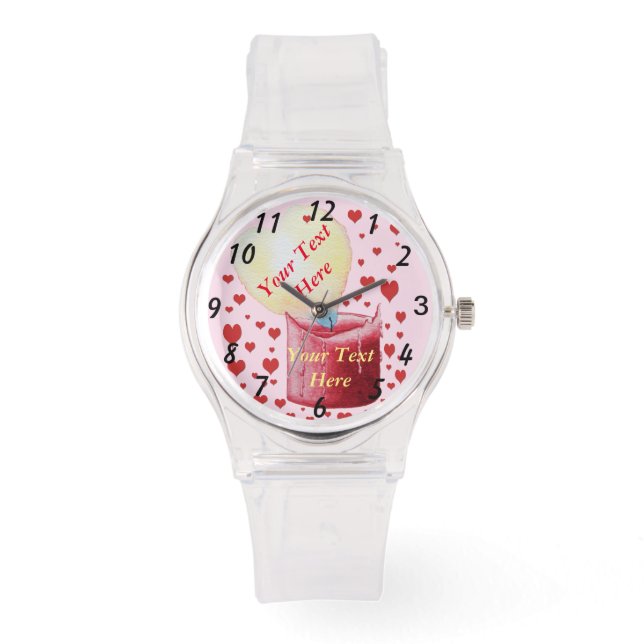 Montre flamme en forme de coeur rouge bougie design roman (Recto)