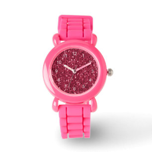Montre Flamme magenta rouge rose foncé avec des nombres