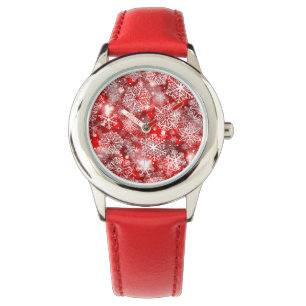 Montre Flammes de neige sur rouge