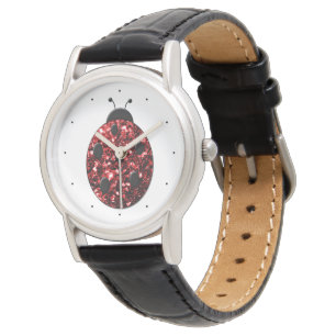 Montre Flammes de parties scintillant rouge foncé