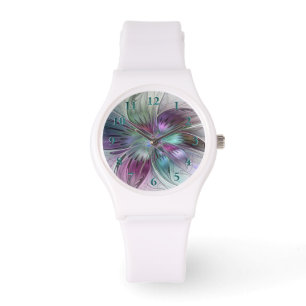 Montre Fleur Abstraite colorée Art moderne floral fractal