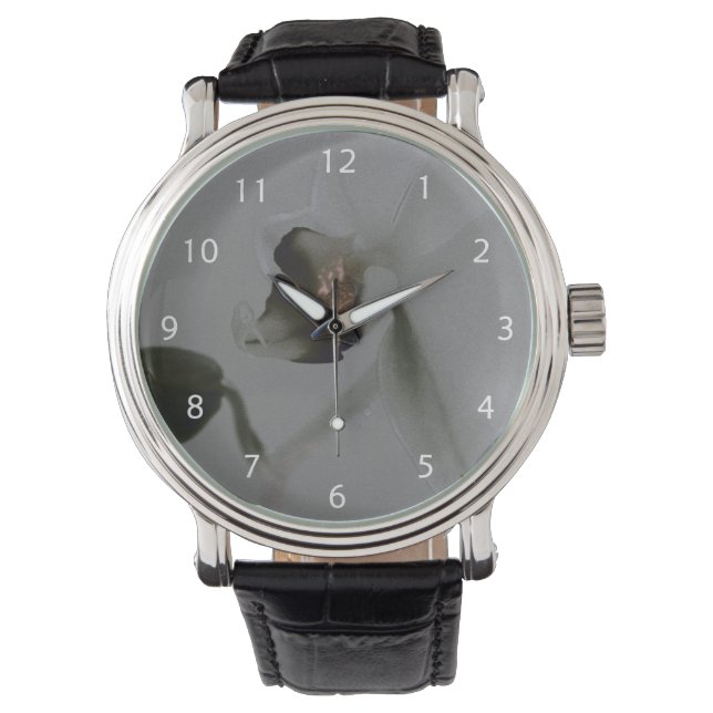 Montre Fleur artistique dans les tons gris (devant)