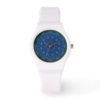 Montre Fleur bleu paradisiaque Mandala Regarder sportif