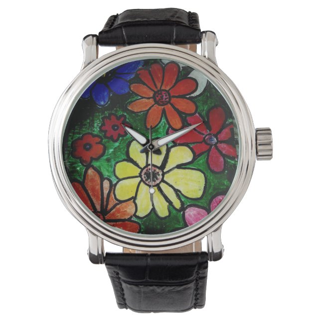Montre fleur colorée (devant)