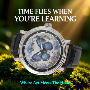 Montre Fleur d'Azur" - Papillon Bleu Floral