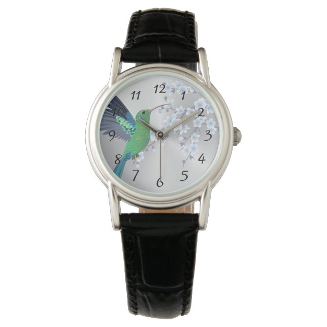 Montre Fleur de cerisier vert mignonne (devant)