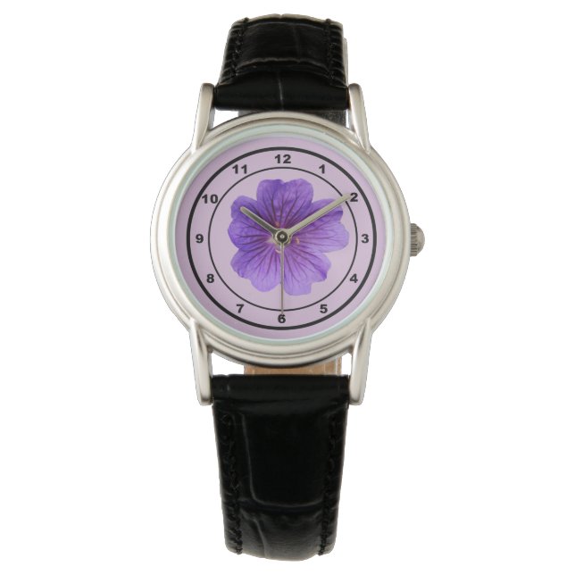 Montre Fleur de géranium violet à surveiller (devant)