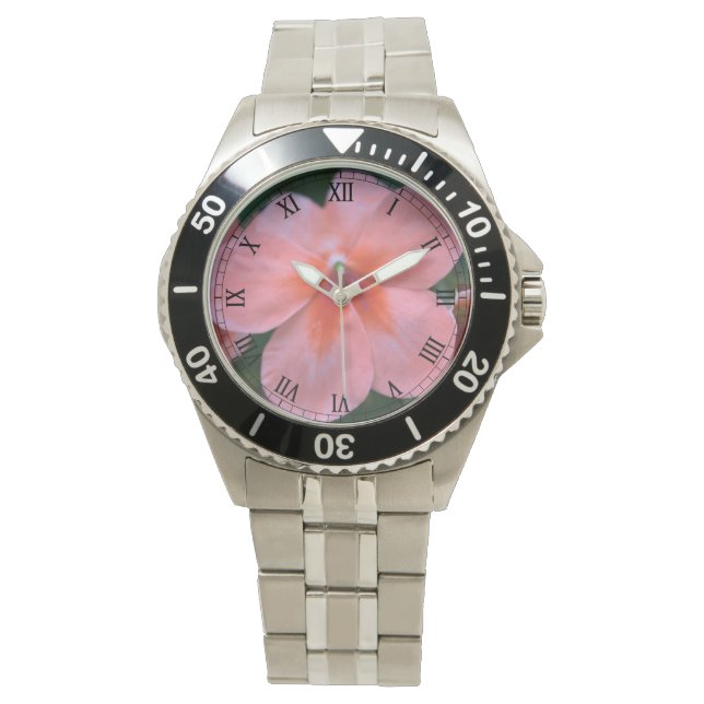 Montre fleur de jardin commun rose clair (devant)