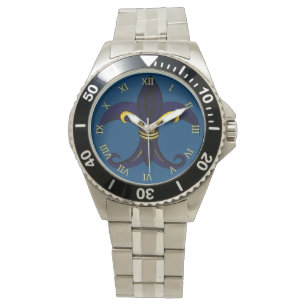 Montre Fleur de Lis Bleu/Or
