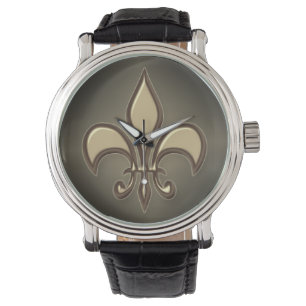Montre Fleur de lis en or noir
