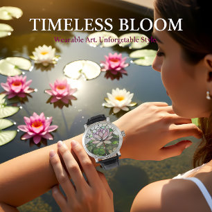 Montre Fleur de lotus en verre coloré