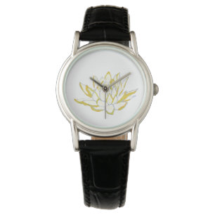 Montre Fleur de lotus jaune Accessoires bohèmes pour femm