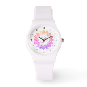 Montre *~* Fleur de Lotus Om Blanc Femme Mandala Nouvel Â