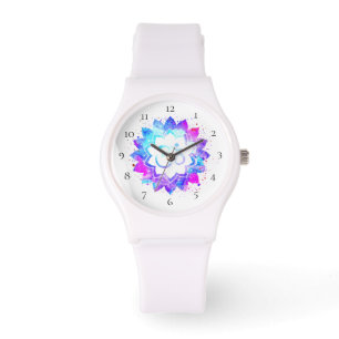 Montre *~* Fleur de Lotus Om Blanc Femme Mandala Nouvel Â