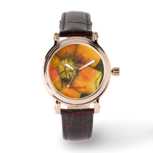 Montre Fleur de rose sauvage jaune unique d'une aquarelle