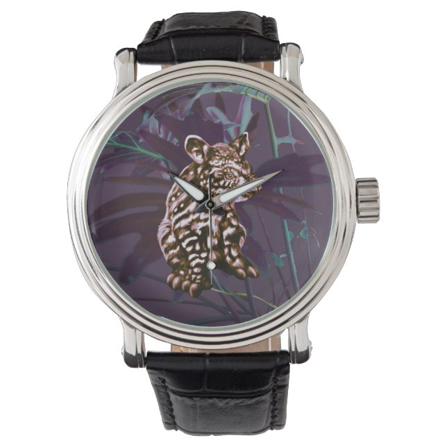 Montre Fleur de tapir d'aubergine (devant)