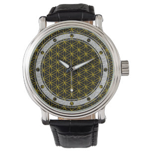 Montre Fleur de vie / Blume des Lebens - motif d'or