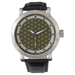 Montre Fleur de Vie / Blume des Lebens - motif doré