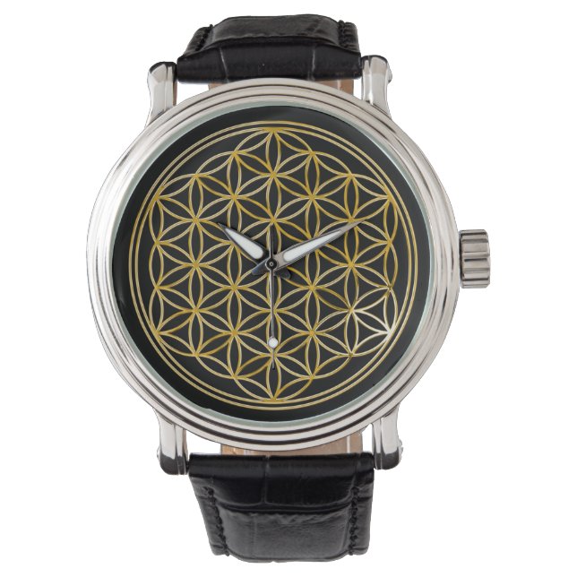 Montre Fleur de vie - or (devant)