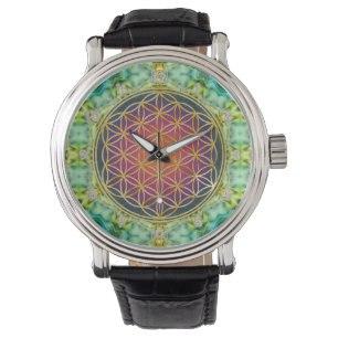 Montre Fleur de vie - or - fractale 2