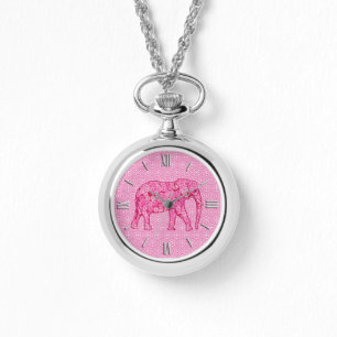 Montre Fleur d'éléphant - rose fuchsia