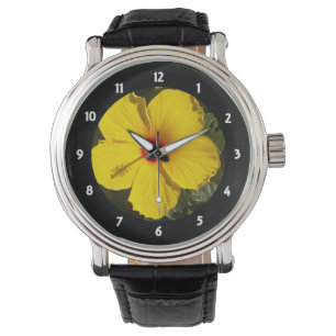 Montre Fleur d'Hibiscus jaune