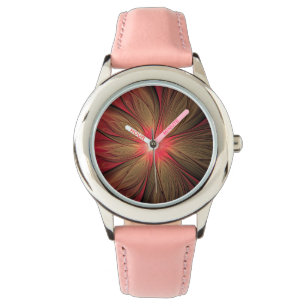 Montre Fleur fractale de fansy rouge