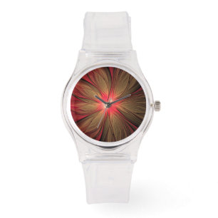 Montre Fleur fractale de fansy rouge