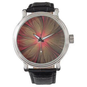 Montre Fleur fractale de fansy rouge