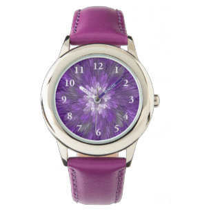 Montre Fleur psychédélique violette Abstraite Fractal Art