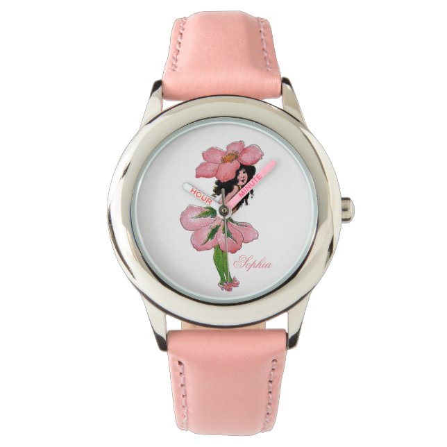 Montre Fleur Rose sauvage Fleur mignonne Enfant Floral Fi (devant)