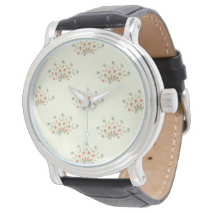 Montre Fleurs bleues, Fleurs rouges, Motif de fleurs