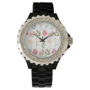 Montre Fleurs botaniques imprimés style cottage tradition
