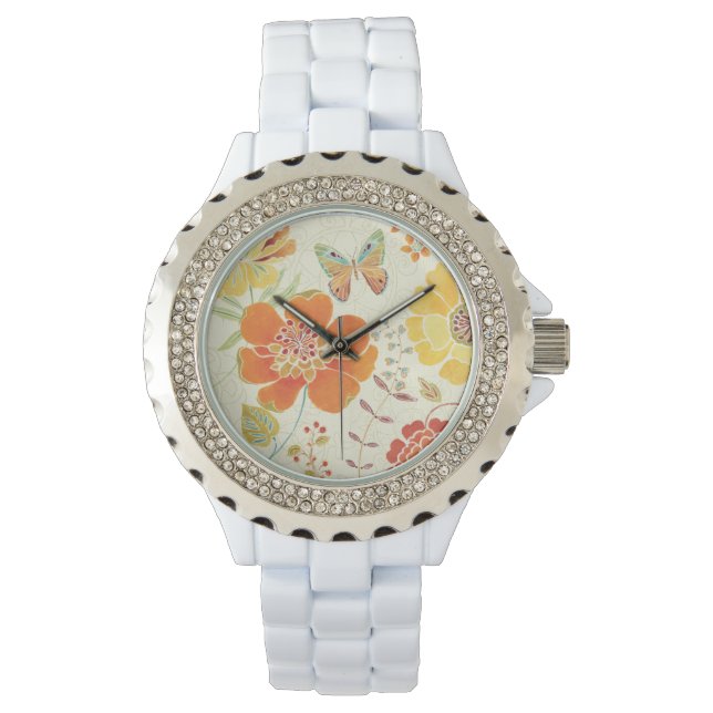 Montre Fleurs colorées et papillons (devant)