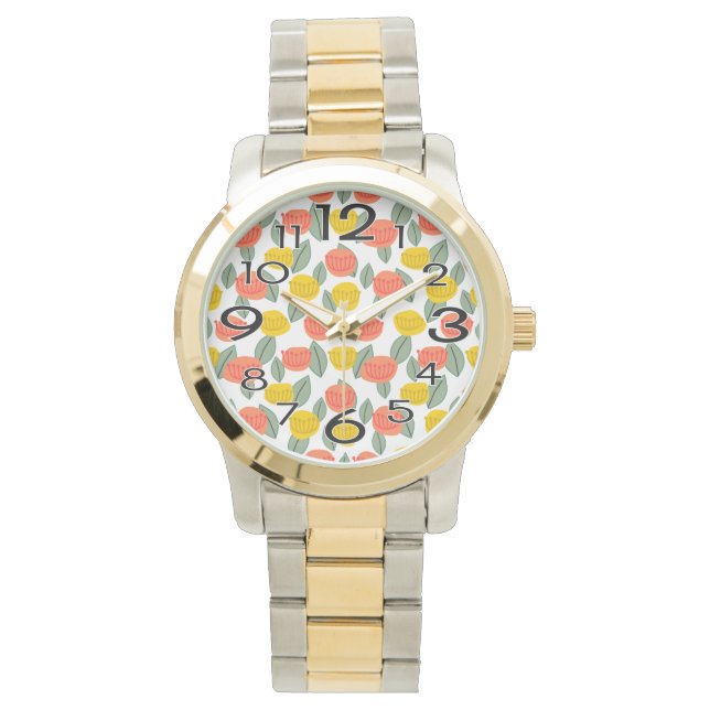 Montre Fleurs corail et or (devant)