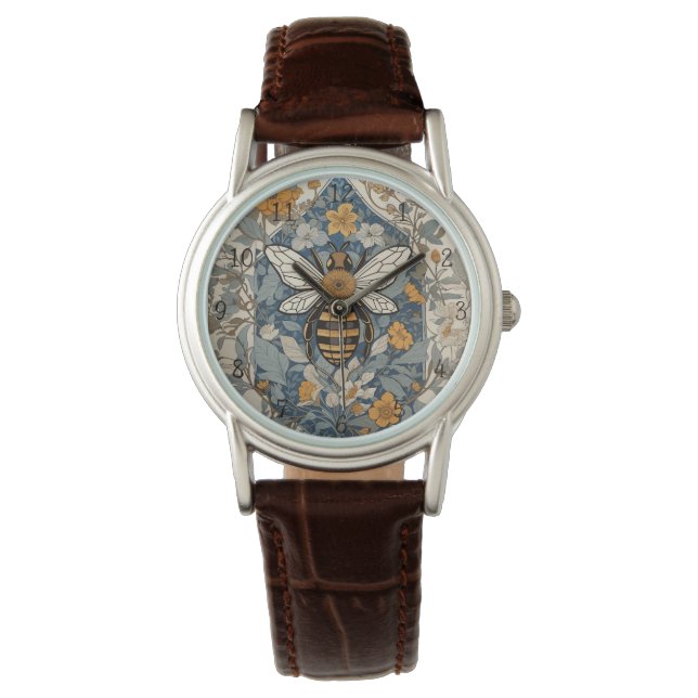 Montre Fleurs d'abeilles vintages et sauvages (devant)
