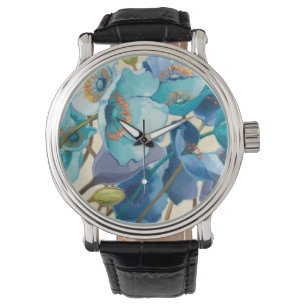 Montre Fleurs dans différentes nuances de violet et de bl