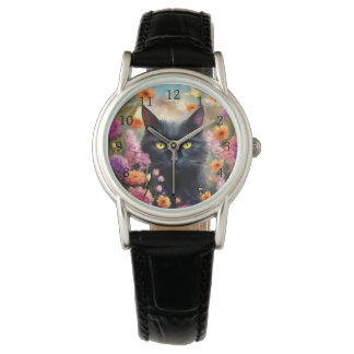 Montre Fleurs de chats noirs Jardin Chat 736