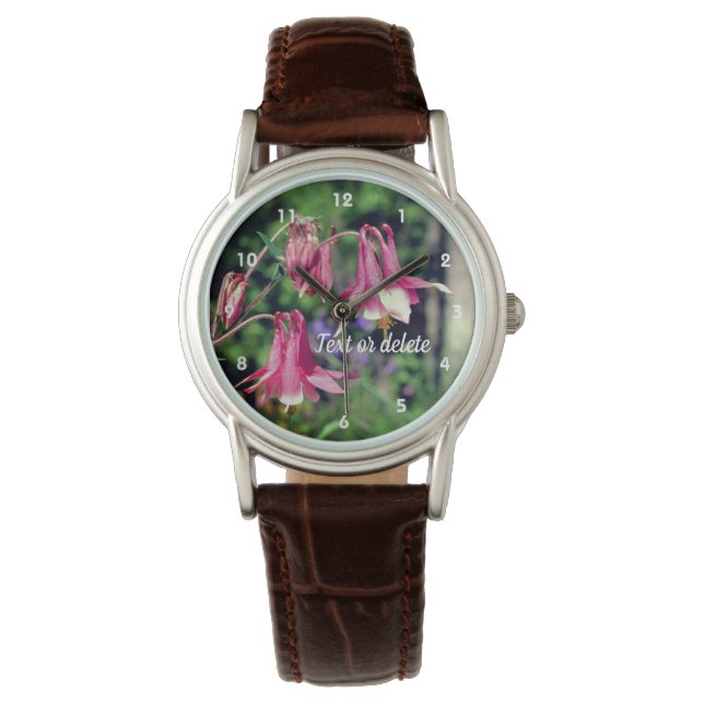 Montre Fleurs de colonne rose Gros plan Personnalisé (devant)