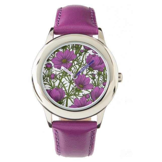 Montre Fleurs de cosmos violet (devant)