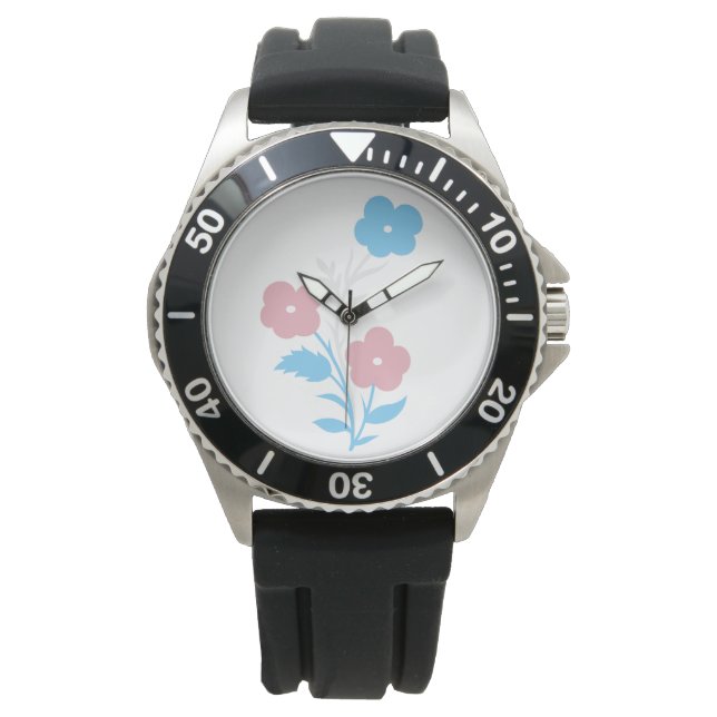 Montre Fleurs de Drapeau Trans subtiles (devant)