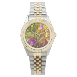 Montre Fleurs de gloire violet sauvage du matin Abstrait