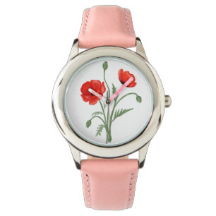 Montre Fleurs de pavot rouge