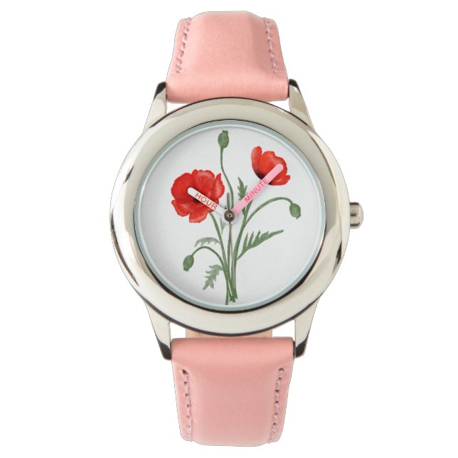 Montre Fleurs de pavot rouge (devant)
