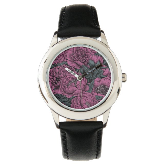Montre Fleurs de pivoines violettes (devant)