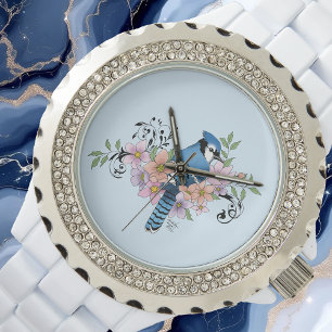Montre Fleurs de printemps bleu Jay