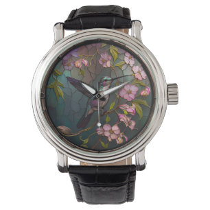 Montre Fleurs de printemps Motifs en verre lisse