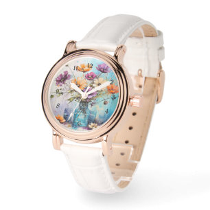 Montre Fleurs de ressort d'aquarelle